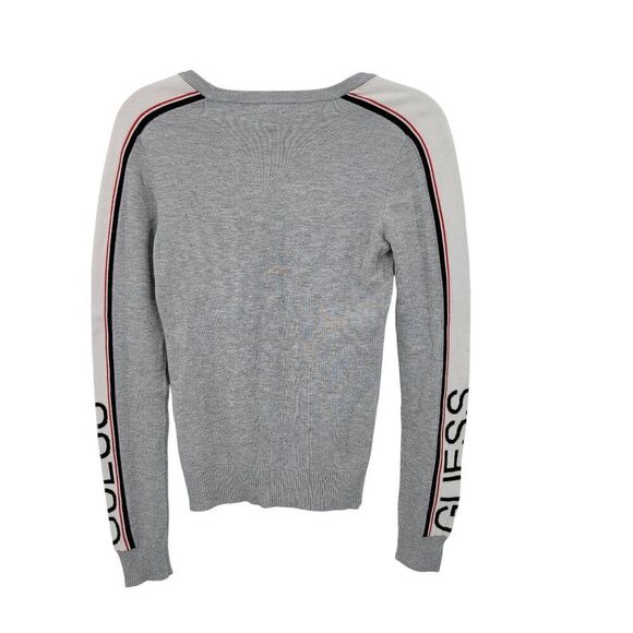 Vtg 90s Guess Womens Gray Knit Logo Spell Out Sweater Sz S Streetwear‎ Hip Hop - Picture 2 of 7